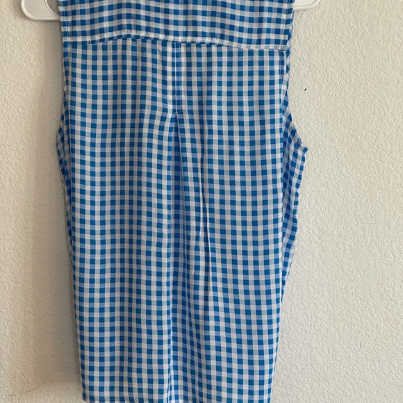 Antibes blanc Blue checkered sleeveless shirt, M - Picture 2 of 4